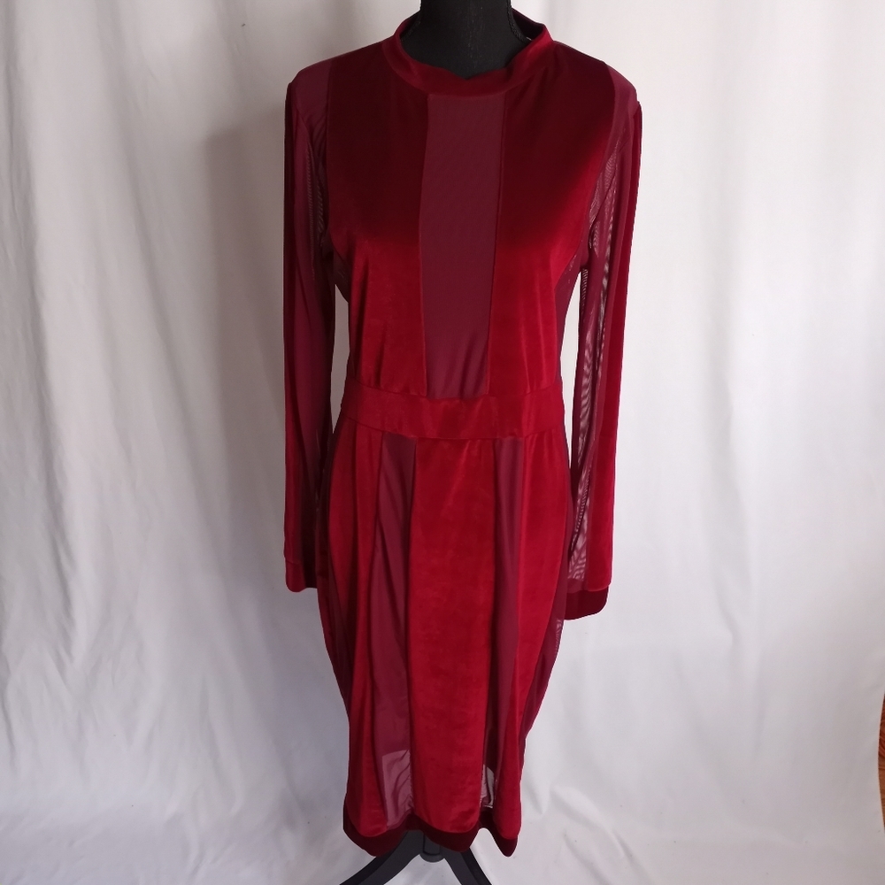 Plus bodycon mesh and velvet dress size 1X